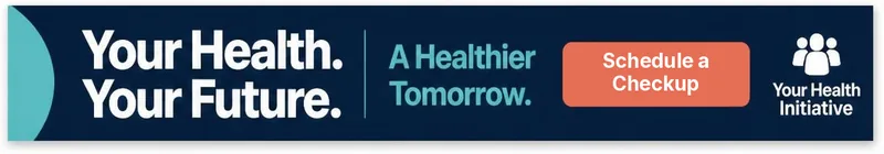 Leaderboard digital banner: “Your Health. Your Future.” with a “Schedule a Checkup” button