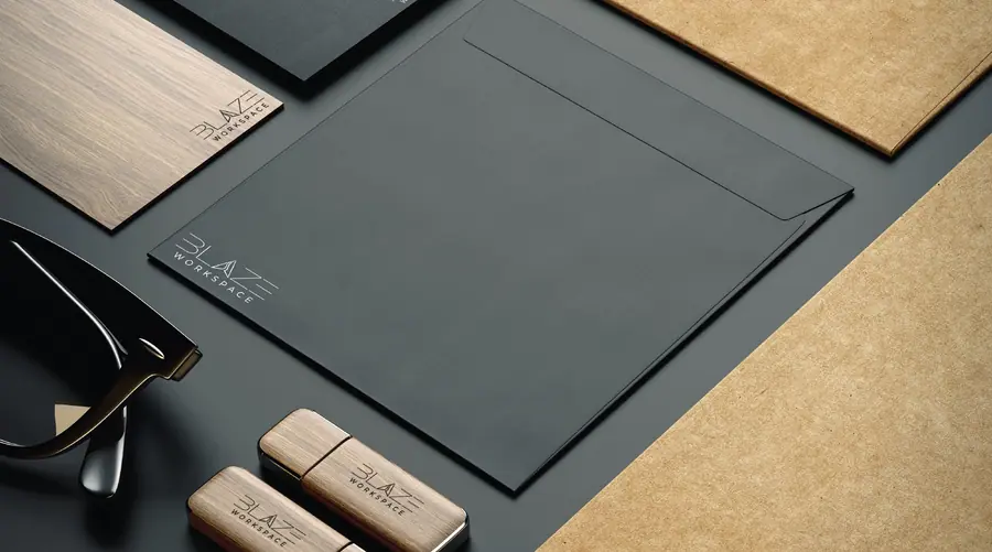 BLAZE Workspace brand guideline: stationery mockups