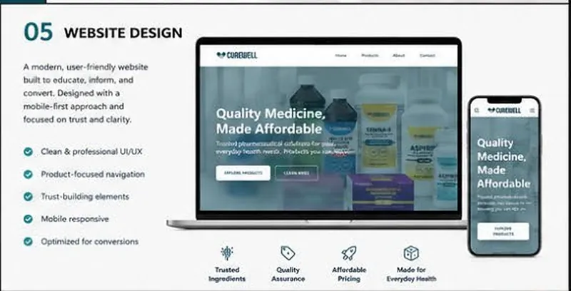 Curewell: website design, mobile-first