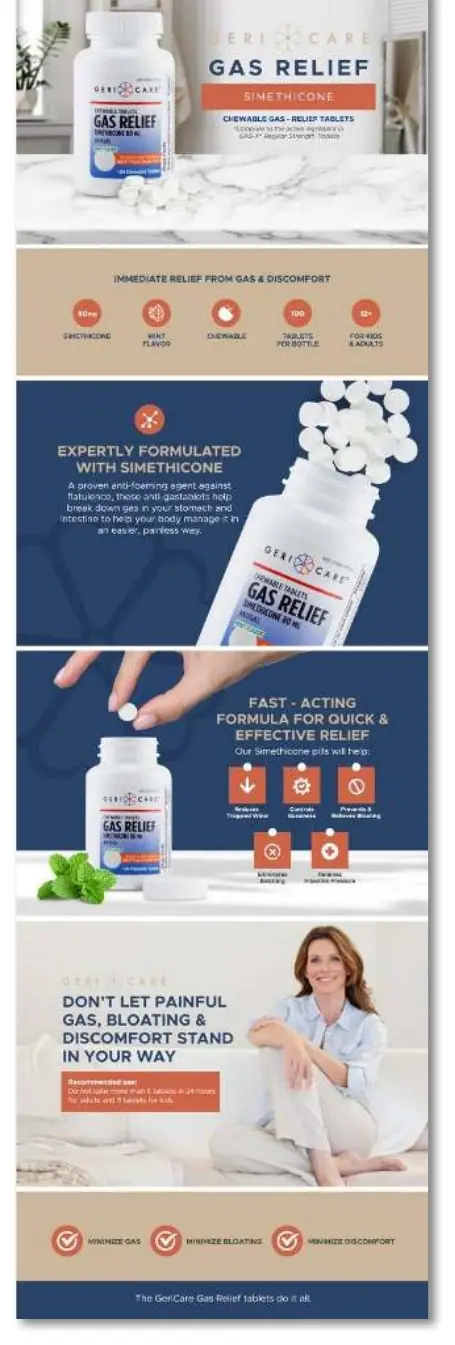 Amazon EBC A+ content design for a gas relief supplement