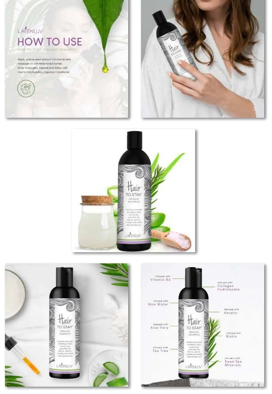 Amazon listing image set for a hair care product